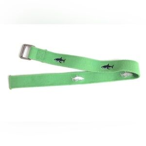 Vintage Green & Blue Embroidered Shark Child's Belt Size S/M 32”
